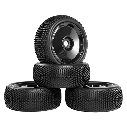 17mm hex RC Wheels and Tires for Arrma Typhon Talion 6S 3S Team Losi 8Ight 1/8 RC Buggy Tires and Wheels Pre-glued Black 4PCS - color: Black