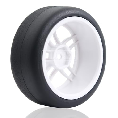 65mm 4PCS 1:10 RC Drift Tires and Petal Shaped Wheels Hub 12mm Hex Smooth Surface Rubber Tires Fit for 1/10 On-Road Drifting Car Traxxas HSP Tamiya HPI Kyosho