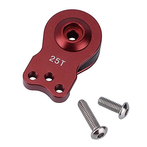 DJX Aluminum 25T Servo Saver 3 Holes Adjustable Hi-Torque Servo Horn for 1/8 1/10 Remote Control Car Boat (Red) - color: Red