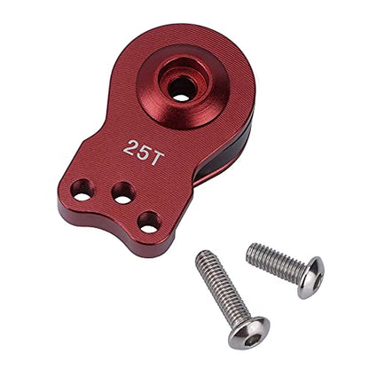 DJX Aluminum 25T Servo Saver 3 Holes Adjustable Hi-Torque Servo Horn for 1/8 1/10 Remote Control Car Boat (Red) - color: Red