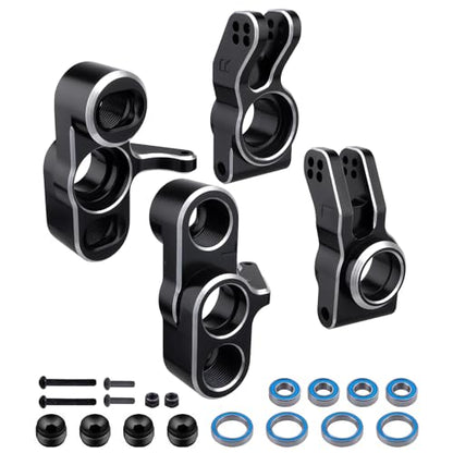 Aluminum Front Steering Blocks & Rear Hubs Stub Axle Carriers Knuckles for 1/8 ARRMA Typhon 6S, 1/7 Infraction Limitless Mojave 6S BLX Upgrades, Replaces AR330187 AR330193 (Black)