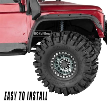 RC 1.9 Beadlock Wheels 1.9 Beadlock Tires for 1/10 SCX10 90046 AX103007 TRX4 TRX6 D90 VS4-10 MST CFX Gen8 7 RC Crawler,Alloy Aluminium rc Wheel Rim w/Rings & Rubber Tires,Titanium w/Black - color: Titanium(4pcs)