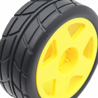 66mm 4PCS 1/10 RC On-Road tires and Hard Plastic wheels set Hex 12mm For WRC Drift Car Conversion 1/10 RC On-Road Car Traxxas Tamiya FW06 TT02 HPI HSP 94122 Kyosho%T065 (Yellow) - color: Yellow