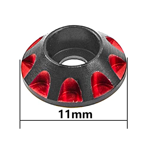 2Pcs HIRCQOO 1/10 RC Wing Buttons RC Metal Rear Wing Buttons Gasket OD 11mm Compatible with HPI HSP Redcat Traxxas Axial 1/10 RC Off Road Truck Buggy Racing Car (Red) - color: Red