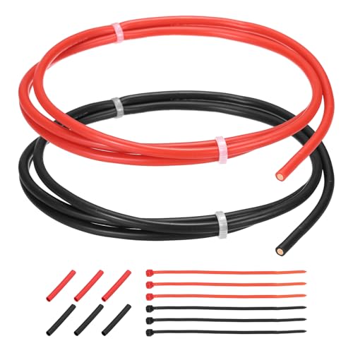 MECCANIXITY 14 Gauge Silicone Electrical Wire Cables, 14 AWG 3ft Black and 3ft Red Electrical Wires High Temp 600V 200C Flexible Stranded Tinned Copper Wires Automotive Cable with Accessories - size: 14 Gauge 1m/3ft