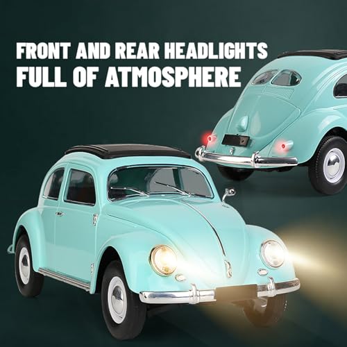 1:16 Beetle 1950 RC Car, 4CH RWD 2.4GHz RC Car with LED Lights | Classic Retro Design with 2 Rechargeable Battery. Rear-wheel Drive for Control. Volkswagen Beetle Toy Car for Hobbyists