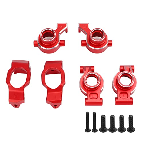 RC Rear Axle Seats, Durable Minimizes Backlash Friction Aluminum Alloy C Hub Set for 1/10 Scale RC Trucks Off-Road Racing Hobbyists - color: Red