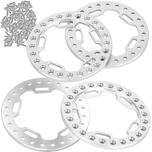 Metal 1.9 Beadlock Wheels Replacement Ring for 1/10 TRX4 SCX10 90046 90047 Crawler RC Car,4Pcs RC 1.9 Beadlock Wheels Replacement Ring,Silver - color: Silver - (Beadlock Ring)