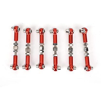 6 Pcs Adjustable Servo Links Tie Rod Set High Precision Aluminum Alloy RC Car Accessories for 1/10 1/12 Buggy Touring Drift Cars Red Purple Black Dark Blue Light Blue (Red) - color: Red