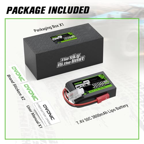 OVONIC 3800mAh 7.4V 2S1P TX Lipo Battery Pack with JST-SYP Plug for The QX7