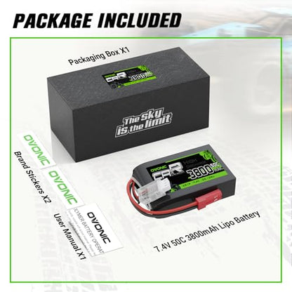 OVONIC 3800mAh 7.4V 2S1P TX Lipo Battery Pack with JST-SYP Plug for The QX7