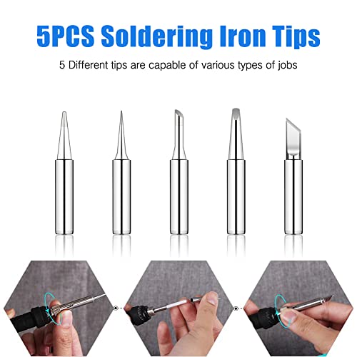LDK 80W Soldering Iron Kit, LCD Digital Soldering Welding Tool | with Ceramic Heater Stable Temperature for DIY and Professional Use - color: Digital 80w Blue