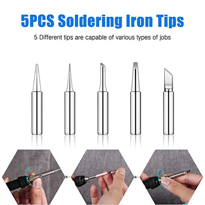 LDK 80W Soldering Iron Kit, LCD Digital Soldering Welding Tool | with Ceramic Heater Stable Temperature for DIY and Professional Use - color: Digital 80w Blue