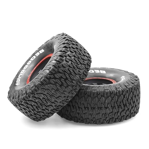 1/7 1/8 RC Short Course Truck Wheels 17mm Hex and Tires OD 5.31" Off Road Tyres for 1:7 1:8 Scale Buggy Truck Car TRAXXAS UDR FS Atom ARRMA Mojave 6S EXB YK4072 DF7 TB7 Upgrades 4PCS (Red) - color: Red