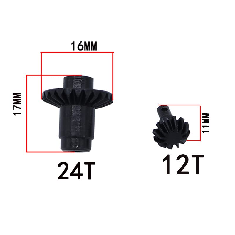 Palumma 2 Sets FCX24 gear set, metal gear parts upgrade parts bridge teeth steel teeth Set for FMS 1/24 FCX24 RC Crawler Car Upgrade Parts (Black)