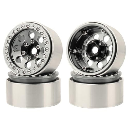4PCS 1.9 Inch Beadlock Wheel Hub Rim Rims Aluminum Alloy for 1/10 TRX4 TRX6 Axial SCX10 D90 SCX10 II III AXI03007 GRT EX86190 RC Crawler Upgrade(A) - color: Gray