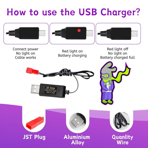 4.8V 1800mAh Ni-Cd 2+2 Square Sharp Rechargeable Battery with JST Plug(red),Fit for Toy Car Boat Plane Sharver etc. with Charger （4*AA）