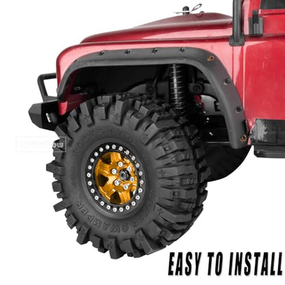 1.9 Beadlock rc Tires Wheels for 1/10 TRX4 TRX6 SCX10 90046 AX103007 Gen8 Gen7 D90 VS4-10 MST CFX RC Crawler,1.9 Wheels and Tires Alloy Aluminium Rims w/Rubber Tyres,Gold - color: Gold(4pcs)