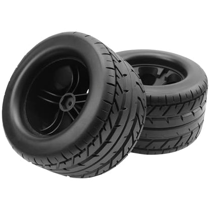 RC 12mm Hex Hub 4.64''OD Rubber Tires & Wheel Rim Compatible with 1/10 Scale Traxxas Rustler Slash HPI Redcat Volcano ExceedRC Infinitive RC Monster Truck Set of 4