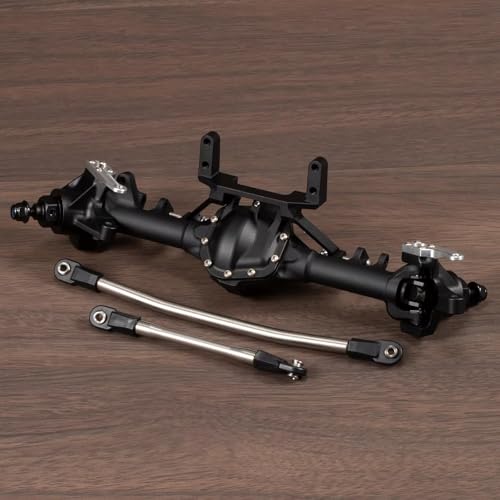 Machined Aluminum Straight Axle Set with SOA Servo Mount Black Silver Anodized for Axial SCX10 II VS4-10 1/10 RC Rock Crawler (Black Front Axle) - color: Black Front Axle