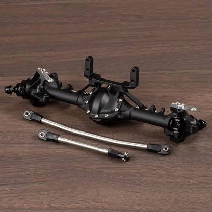 Machined Aluminum Straight Axle Set with SOA Servo Mount Black Silver Anodized for Axial SCX10 II VS4-10 1/10 RC Rock Crawler (Black Front Axle) - color: Black Front Axle
