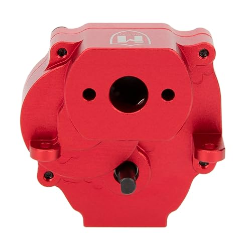 MEUS Racing Metal Gearbox Assembly Aluminum Transmission Housing with Steel Internal Gears for TRX-4M TRX4M 1/18 RC Crawler Car Upgrade Parts (HELIDIRECT) (RED) - color: Red