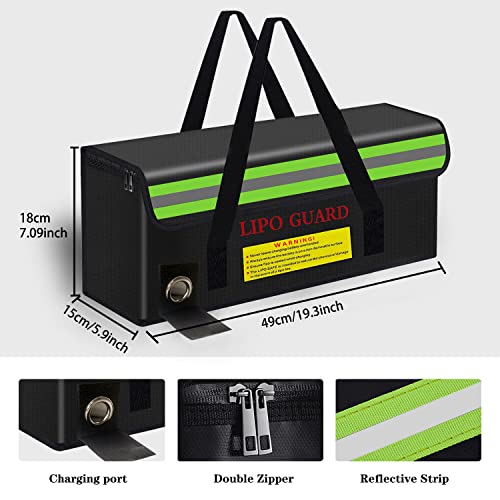 19.3"x5.9"x7.1" Lipo Battery Safe Bag Large Capatity Bag for Ebike RC Lipo Battery Pack Storage Charging Transport,Home Office Travel Fireproof Safe Storage Pouch - size: 490*150*180mm