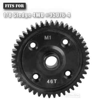 RC M1 46T Spur Gear Big Gear Upgrades Part for 1/8 Sledge 4WD #95076-4,Harden Steel 46T Main Gear Hops Up for Sledge Monster Truck