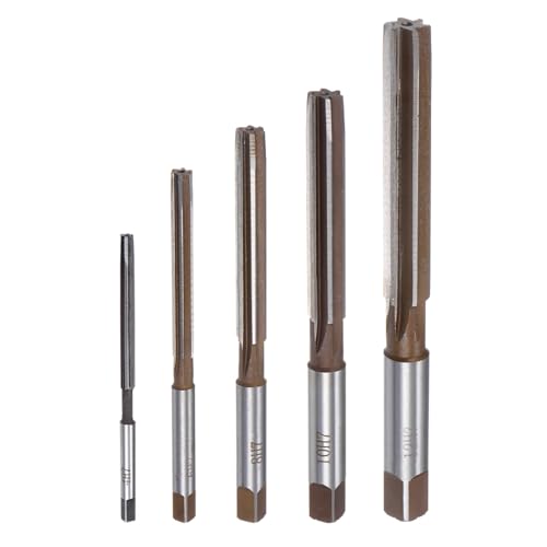 uxcell 5pcs Hand Reamers Set 4mm 6mm 8mm 10mm 12mm H7 Metric Alloy Steel Reamer Bit Straight Flutes Steel Cutting Tool for Metal Wood Hole Reaming