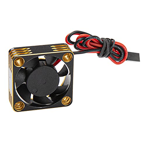 ShareGoo Alloy Brushless Motor ESC Cooling Fan Heatsink 28000RPM 30x30mm JST Plug for 1/8 1/10 1/12 RC Car 540 550 Brushless Motor,3010 (Black-Gold) - color: Black-Gold