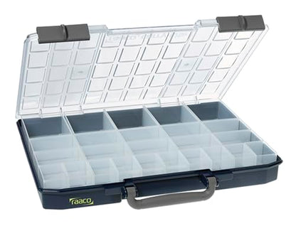 Raaco CarryLite 55 Small Parts Organizer, 25 Inserts | 2.3 Inch Height, Anti-Mix U-Profile Lid for Screws, Bolts & Nuts, Secure Sliding Lock, 25 Inserts, For workshop and garage - size: Slim-25 Inserts., style: Single Pack