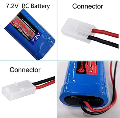 7.2V 3800mAh Ni-Mh Rechargeable RC Replacement Battery with Standard Tamiya Connector for RC Cars, Boats Robots(1 Pack) - color: 1 Pack