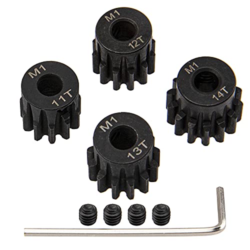 ShareGoo Mod 1 Hardened Steel M1 Pinion Gear Sets 11T 12T 13T 14T fit 5mm RC Motor Shaft Compatible with Arrma Traxxas Axial HSP Redcat Losi 1/8 1/10 Scale RC Car Truck Buggy