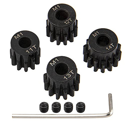 ShareGoo Mod 1 Hardened Steel M1 Pinion Gear Sets 11T 12T 13T 14T fit 5mm RC Motor Shaft Compatible with Arrma Traxxas Axial HSP Redcat Losi 1/8 1/10 Scale RC Car Truck Buggy