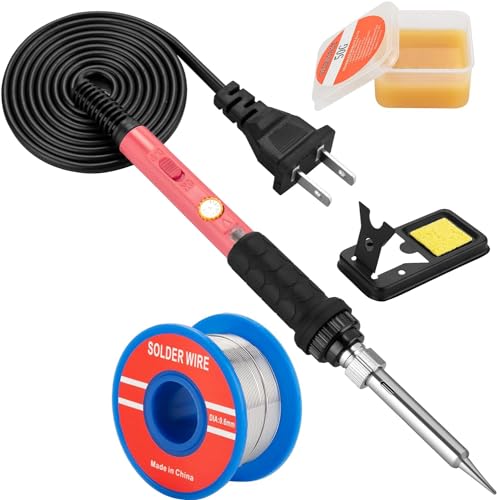 Soldering Iron Kit, 60W Soldering Iron with Ceramic Heater, 5-in-1 Adjustable Temperature Soldering Welding Iron Kit for any Hobby Enthusiast - color: 60w 5-in-1