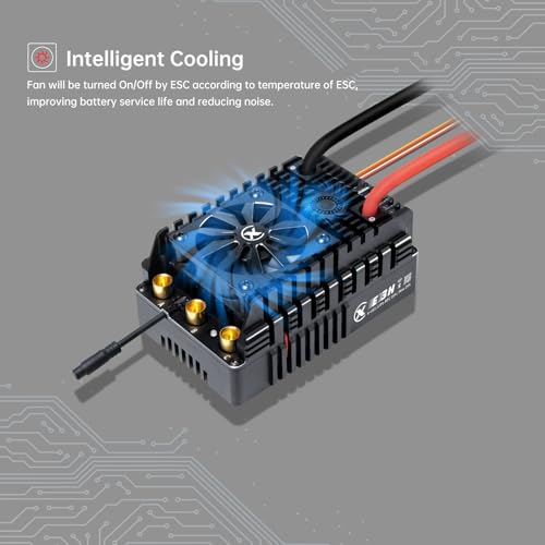 XC E3H Sensored Electric Brushless Motor Controller for RC Car, 6-16S Lipo,300A Continuous Current,10-25A、6.0/7.4/8.4V BEC,Applicable to 1/5,Support Turbo Timing and APP Control - size: E3H