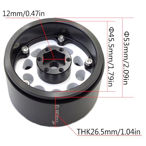 RC 1.9 Inch Beadlock Wheels Rims Hex 12mm Aluminum Wheel for TRX4 SCX10 Gen8 1/10 RC Crawler Remote Control Car Upgrades Accessories (White & Black) - color: White & Black
