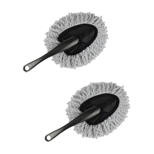KVAEY 2 PCS Car Dash Duster Brush, Super Soft Microfiber Multi-Functional Car Cleaning Brush, Scratch Free Dash Dusting Tool with a Anti-Skid Handle for Vehicle Home Kitchen Cleaning (Gray) - color: Gray, 2 PCS