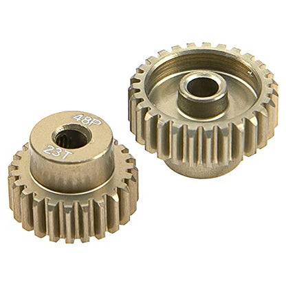 ShareGoo 7075 Aluminum Alloy 48P 3.175mm Pinion Gear Sets 23T 24T 25T 26T 27T Motor Gears Fit 3.175mm (1/8-Inch) Shaft Compatible with HPI Losi Axial Traxxas Tamiya 1/10 RC Car,5Pack