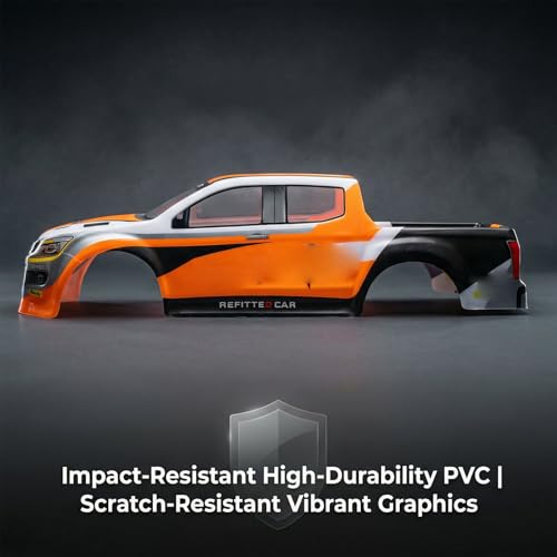 RC Car Body Shell 1/10 Scale Universal Painted Precut Modification 26cm Wheelbase for Pickup Truck (Orange) - color: Orange