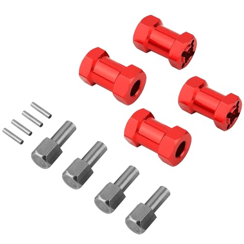 4PCS 12mm Aluminum Wheel Hex Hub 15/20/25mm Offset Extension Hex Drive Coupler Adaptor for 1/10 RC Crawler Car AXIAL AX10 SCX10 I II D90 CC01 F350 Upgrade Part (20mm red)-516f1gdsfg