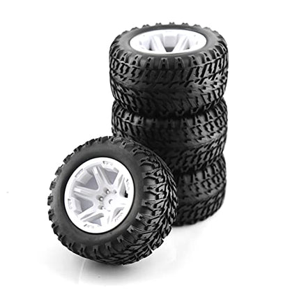 4PCS RC Truck Tires Set 12mm Hex Hub Plastic Wheel Rim Compatible with 1/12 LOSI LMT 4WD Solid Axle Monster Truck 1/12 1/14 1/16 TRAXXA,REDCAT RC Racing Truck - color: White 2