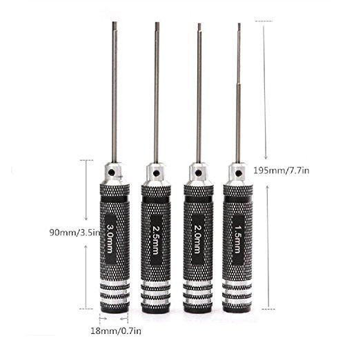 Hex Screwdriver Screw Driver Tool Kit Set for RC Car Helicopter Black(1.5mm 2.0mm 2.5mm 3.0mm) - color: Black