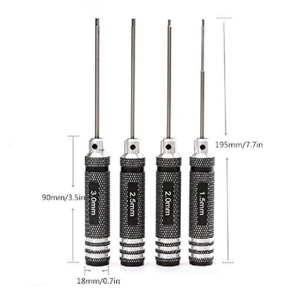 Hex Screwdriver Screw Driver Tool Kit Set for RC Car Helicopter Black(1.5mm 2.0mm 2.5mm 3.0mm) - color: Black