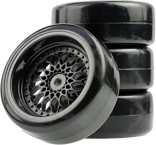 1/10 Drift Wheels Tires Set,AMZSTAR 4PCS 63mm RC Hard Tyre with Plastic Wheel Rims 12mm Hex for 1/10 RC On Road Racing Touring Drifting Car for Tamiya TT01 HSP HPI Kyosho (Black,Offset:9mm) - color: Black,offset:9mm