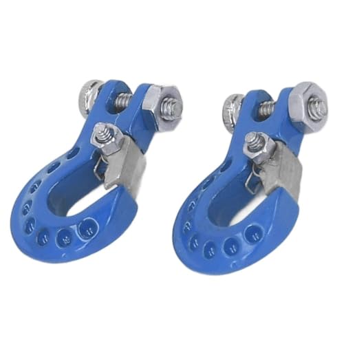 RC Car Tow Hook and Trailer Chain Set, Metal Recovery Style Scale Accessory for 1/10 RC Crawler SCX10 D90 D110 TF2 TRX4 - color: Blue