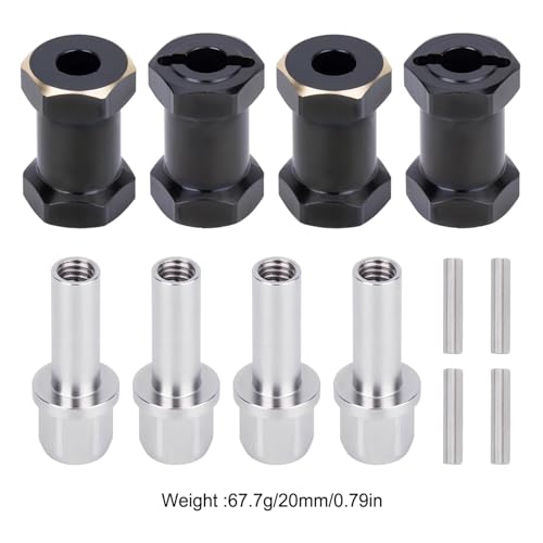 20mm Brass Hex Hub Extension Adapter Upgrade for 1/10 SCX10 D90 | Fit 1/10 Axial SCX10 & D90 crawler vehicles. Widen wheel track for stability. Solid brass durable RC modification parts. - size: 17mm
