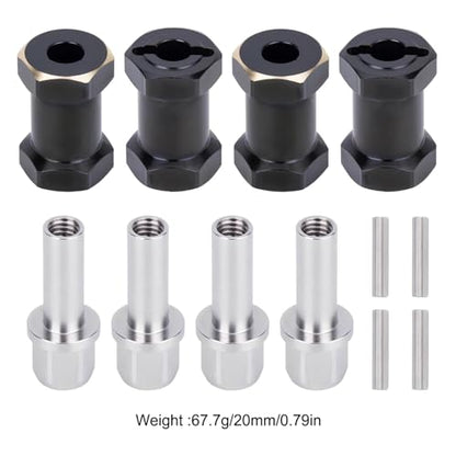 20mm Brass Hex Hub Extension Adapter Upgrade for 1/10 SCX10 D90 | Fit 1/10 Axial SCX10 & D90 crawler vehicles. Widen wheel track for stability. Solid brass durable RC modification parts. - size: 17mm