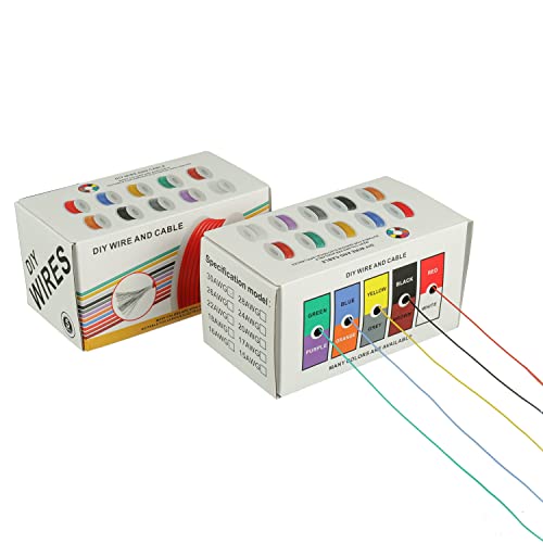 BOJACK 30 AWG Flexible Silicone Wire Electric Wire Hook up Wire Kit 300V Cables with Plus 20 φ2mm Heat Shrink Tubings and a Mini Wire Stripper(5 Colors 32.81Ft Each Color, 30AWG) - size: 30 AWG Silikondraht