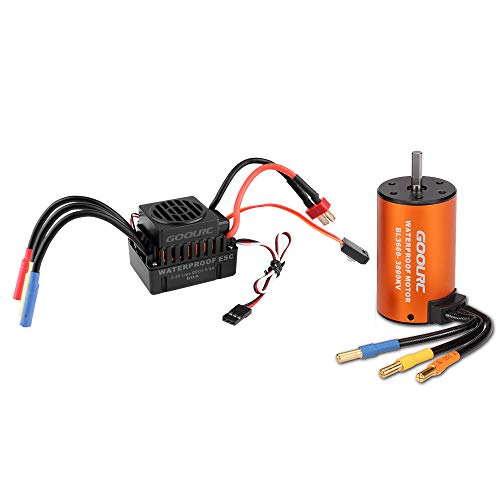 GoolRC Waterproof 3660 3800KV Brushless Motor with 60A ESC Combo Set for 1/10 RC Car Truck Waterproof Motor